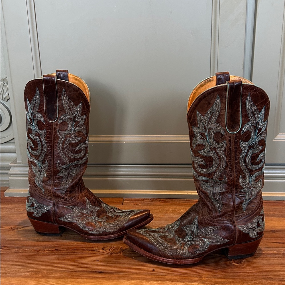 Old Gringo Diego Boots Brown with Turquoise and Tan Stitching - Picture 7 of 10